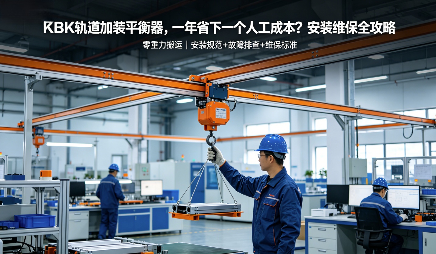 KBK轨道搭配平衡器工人单手操作 KBK轨道搭配平衡器工人单手操作