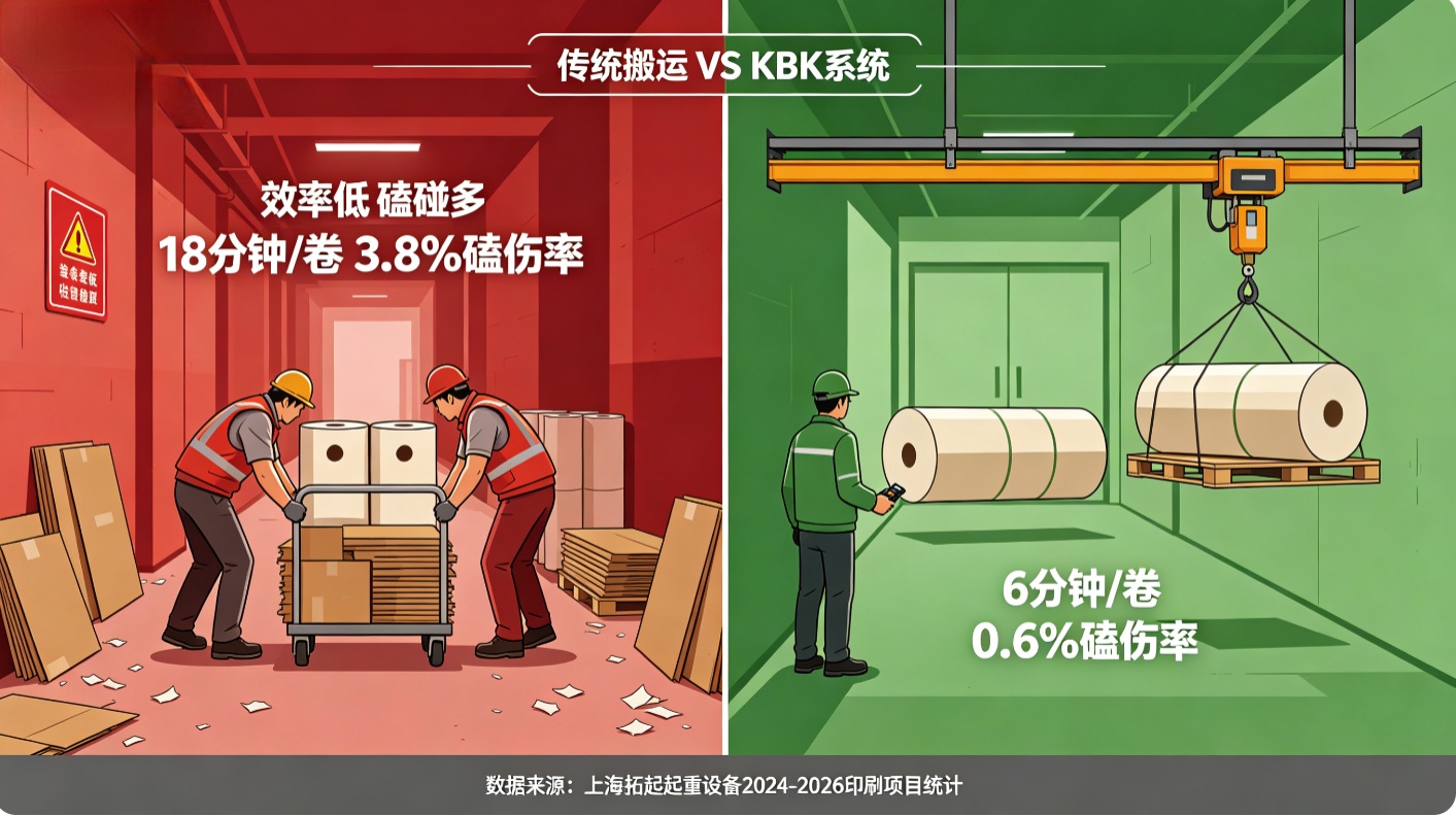 传统搬运与KBK系统效率对比 传统搬运与KBK系统效率对比