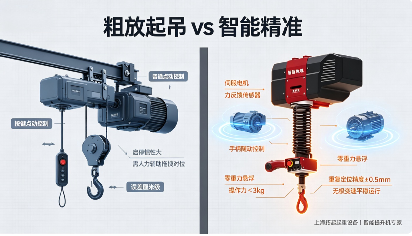 智能提升机与传统葫芦对比图