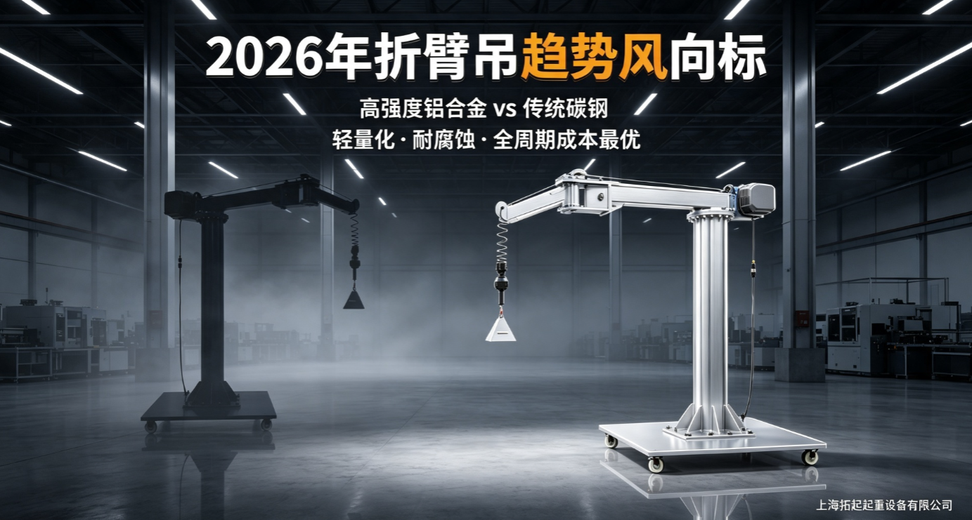 铝合金折臂吊vs碳钢，2026年轻量化趋势，上海拓起起重