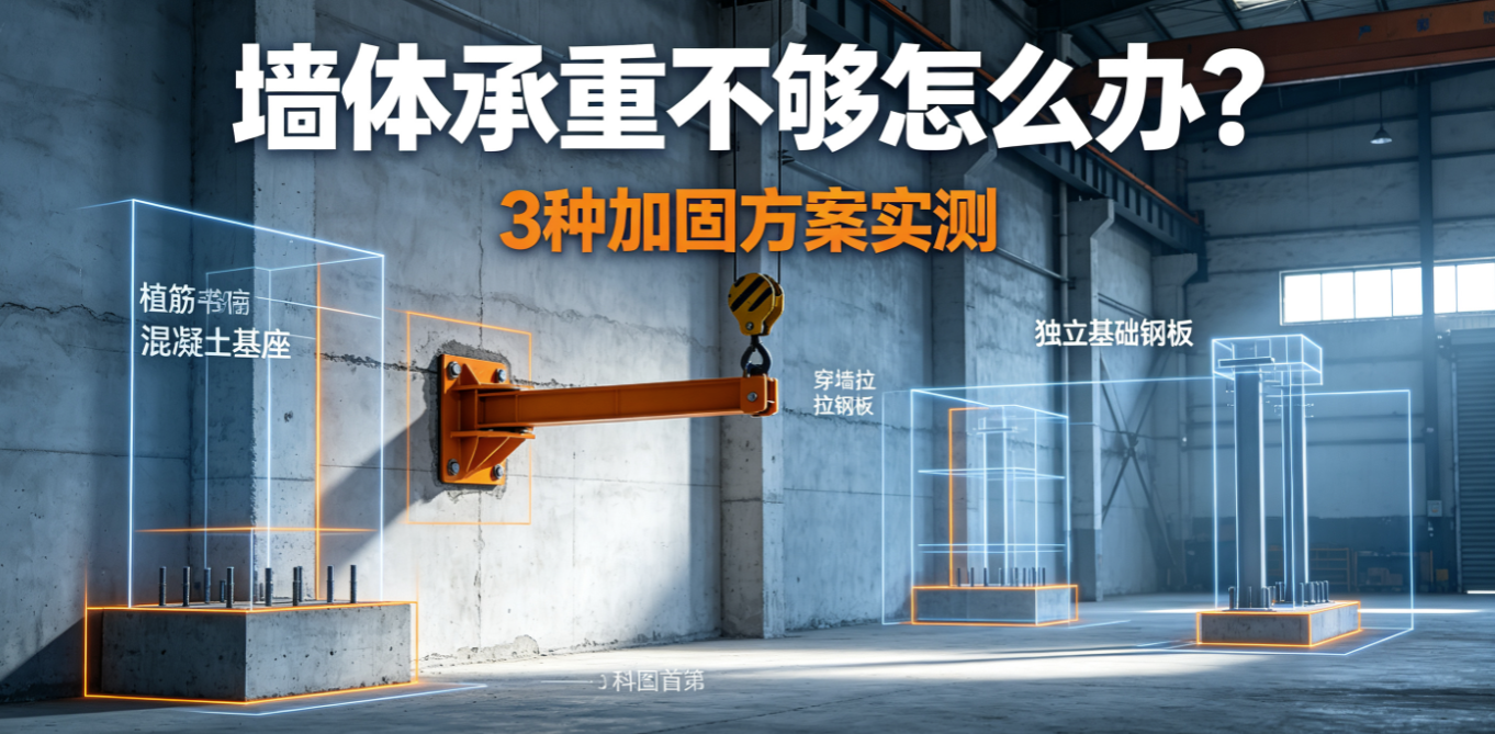 老旧厂房墙壁悬臂吊安装,三种墙体加固实测方案对比 老旧厂房墙壁悬臂吊安装,三种墙体加固实测方案对比