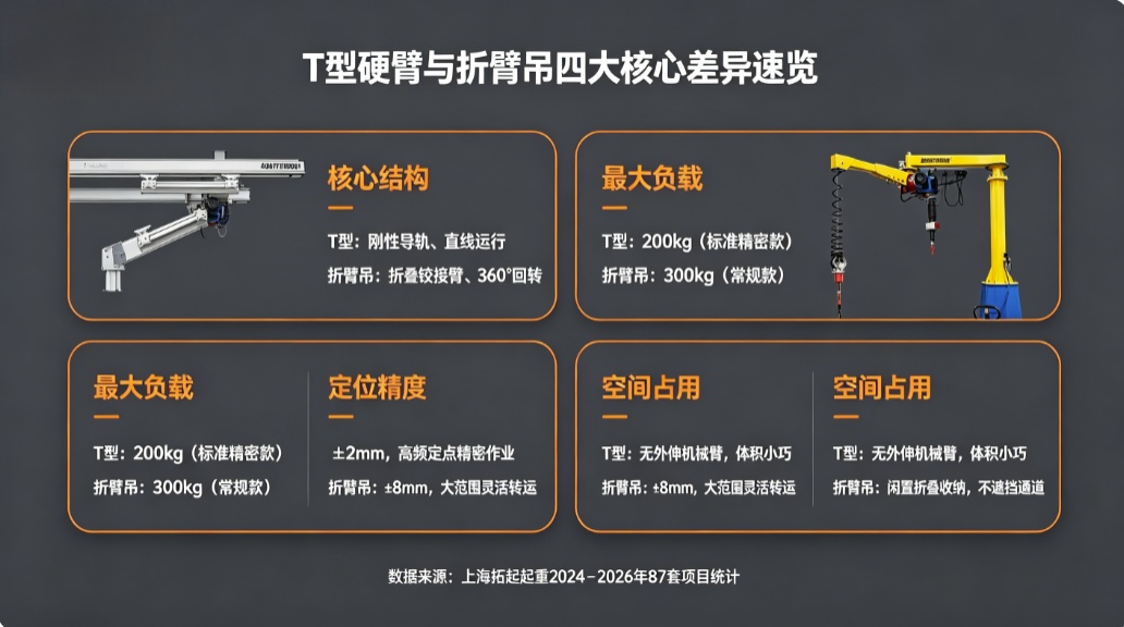 上海拓起起重 T 型硬臂折臂吊核心差异速览 上海拓起起重 T 型硬臂折臂吊核心差异速览